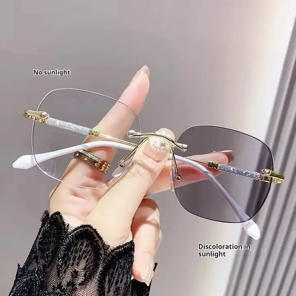 Rimless Plain Photochromic Glasses — Gold option