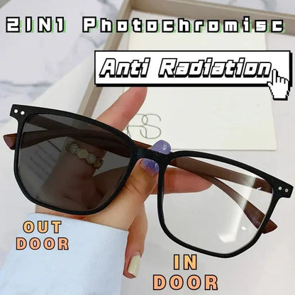 MU1 Oversized Square Photochromic Glasses — Black option
