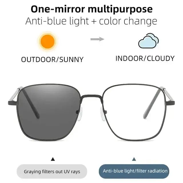 AU5 Square Photochromic Glasses — Black option