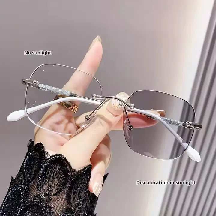 Rimless Plain Photochromic Glasses — Silver option